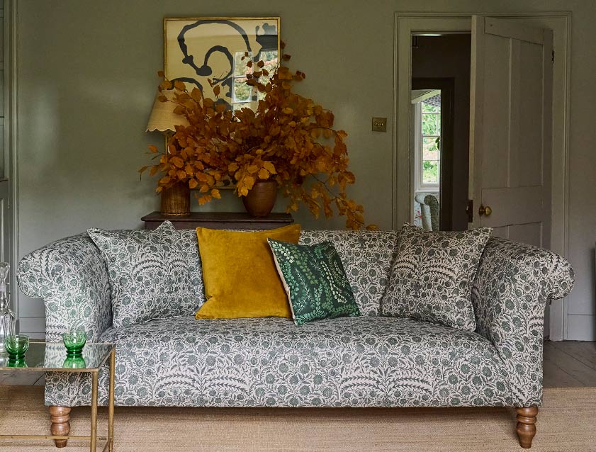 Exbury 3 seater sofa in Spill Resistant V&A Mughal Arbour Hunter
